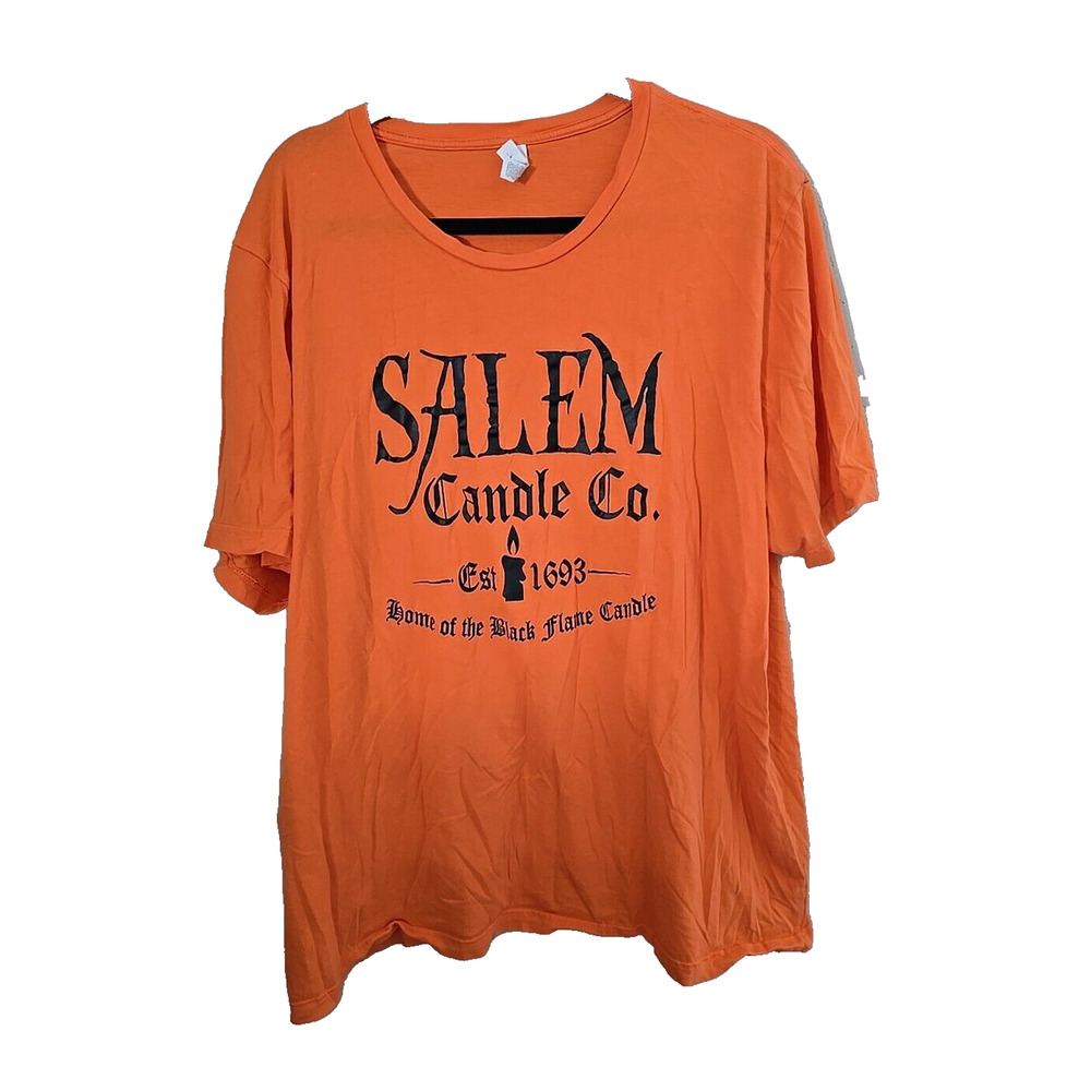 Bella + Canvas‎ Orange Salem Candle Co Print Short Sleeve Top Womans Size 2XL